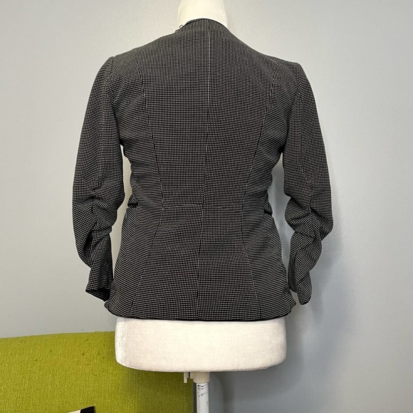 H&M Black White Dot Ruched Open Blazer Jacket 6 - Picture 6 of 6